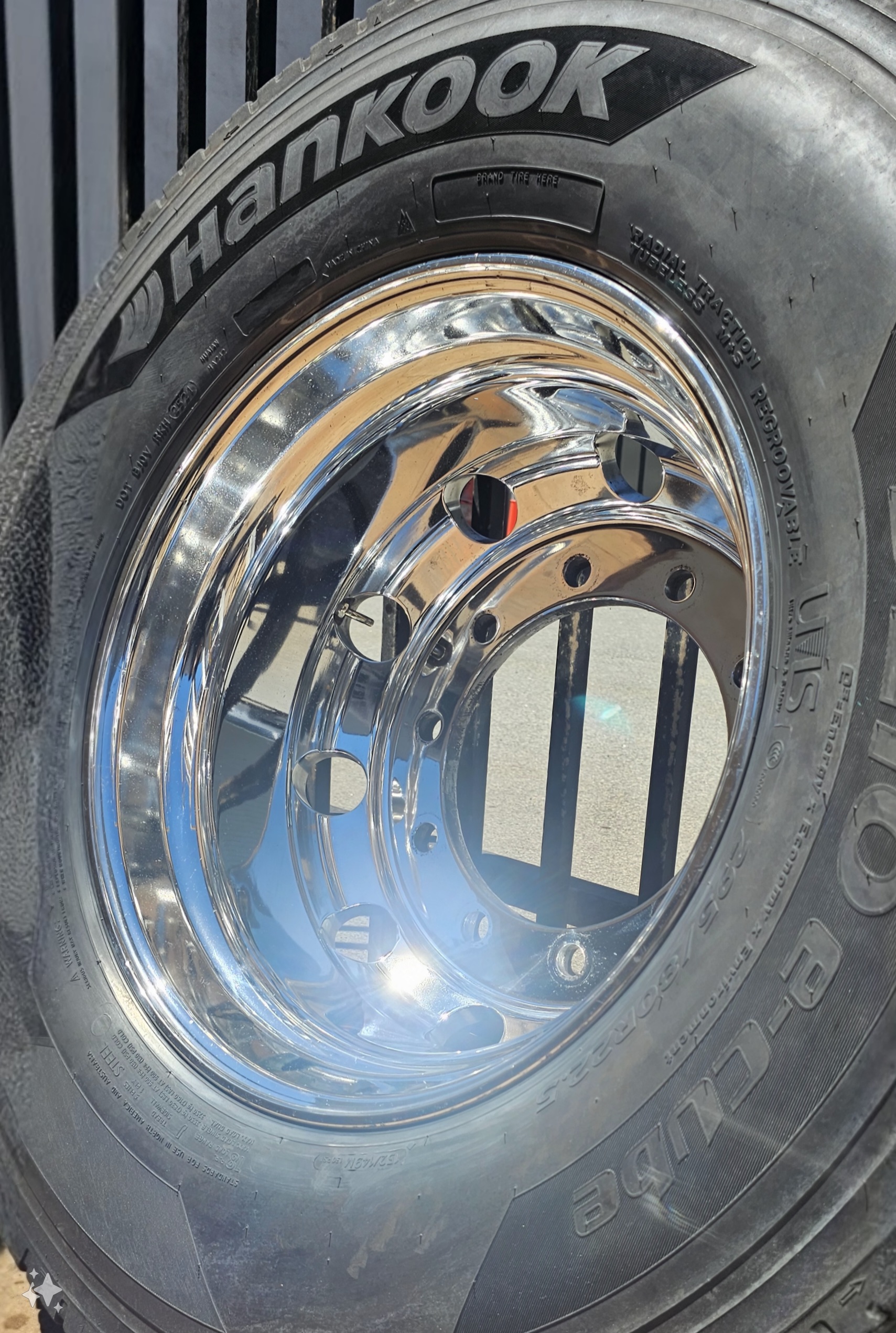 Truck rim after professional mirror-finish polishing in Perth