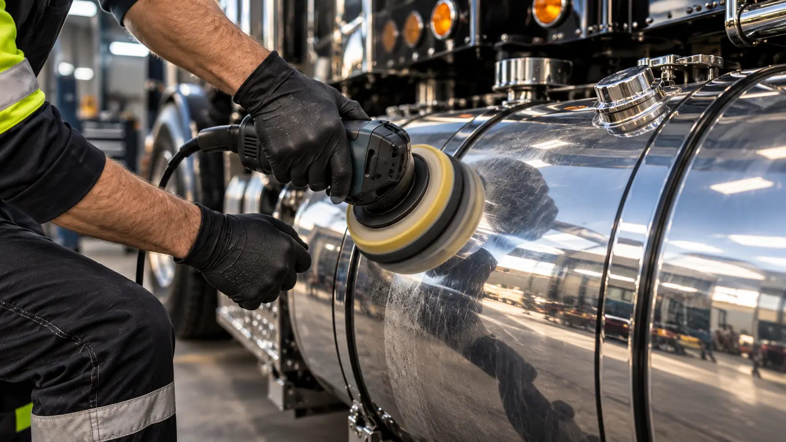 Stainless steel polishing process for trucks in Perth