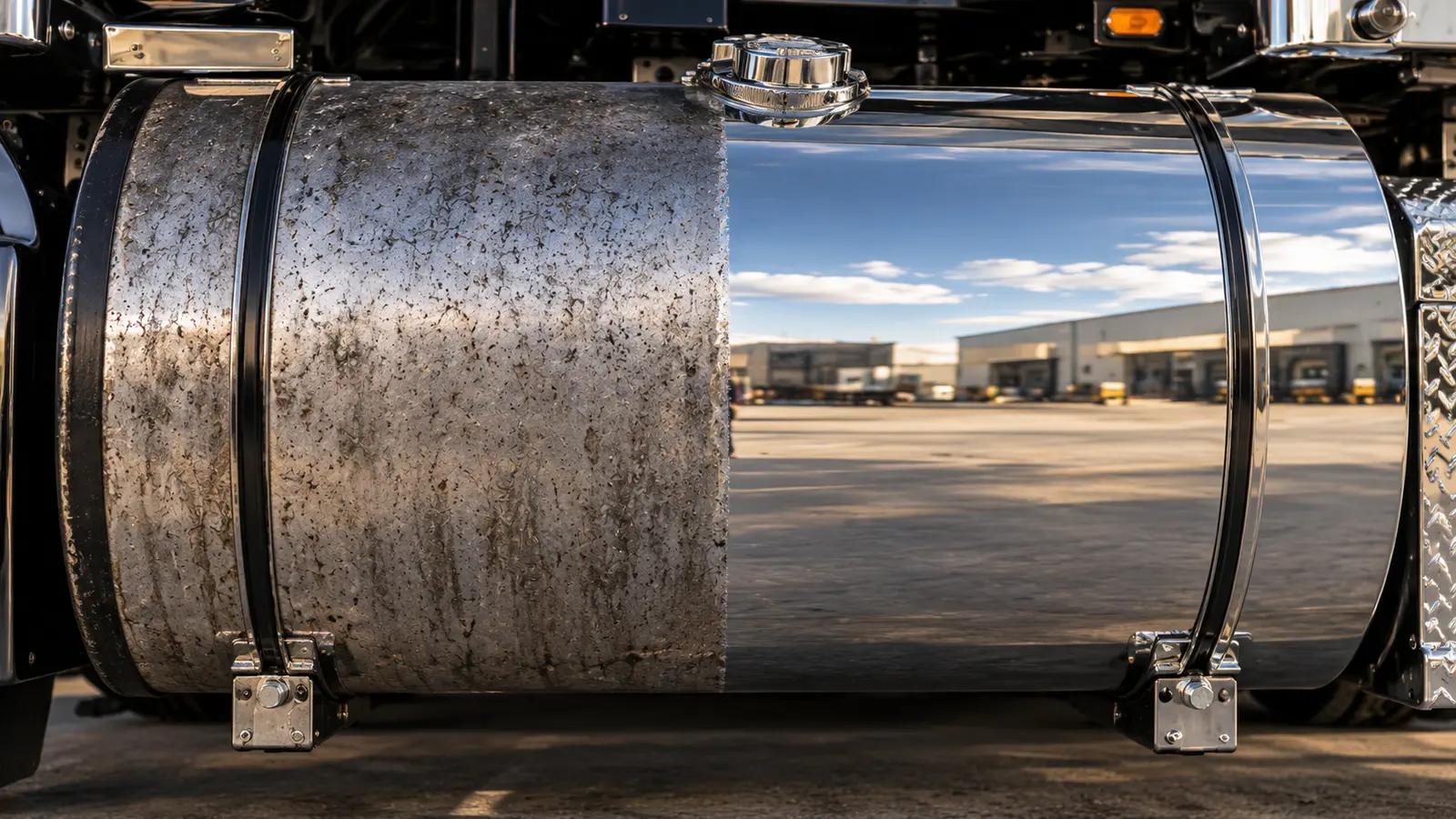 Aluminium fuel tank surface restoration before polishing