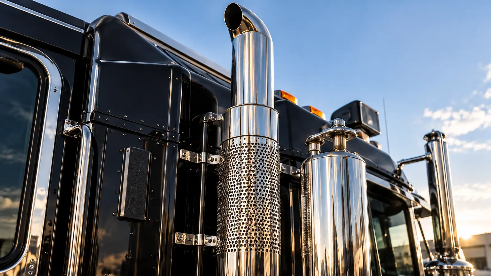 Mirror-finish stainless steel truck exhaust polishing Perth